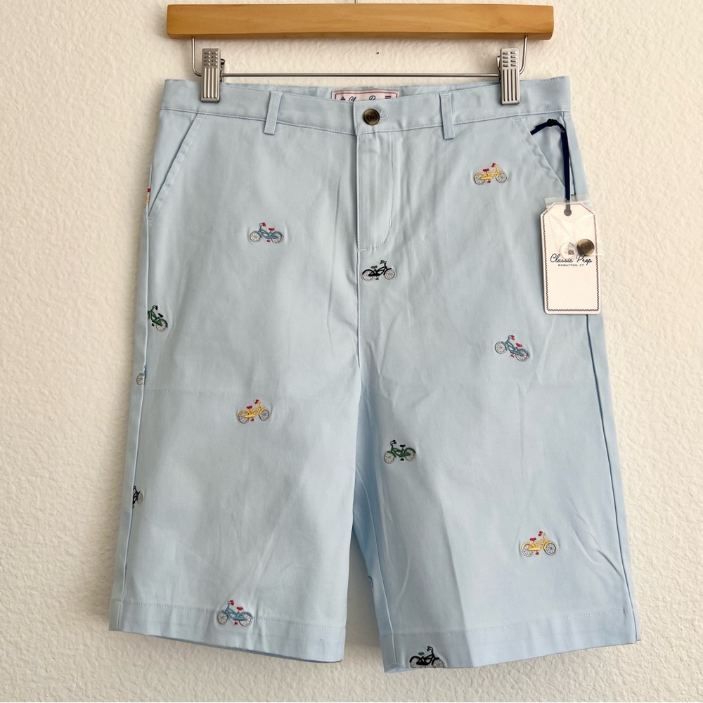 Classic Prep Light Blue Boys Embroidered Bicycle Shorts
